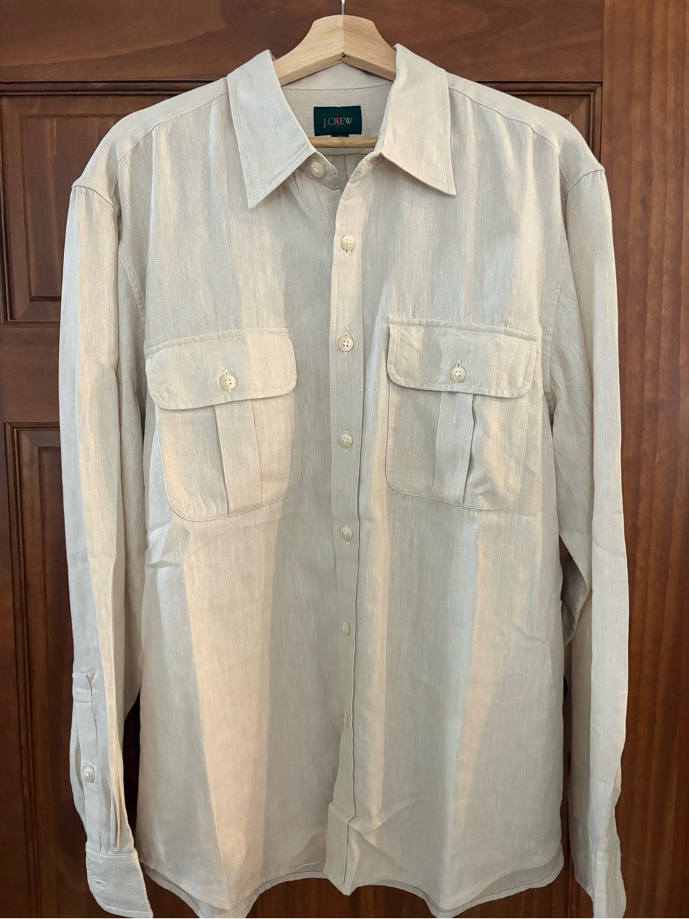 J. Crew Light Beige Long-Sleeve Button-Down Shirt